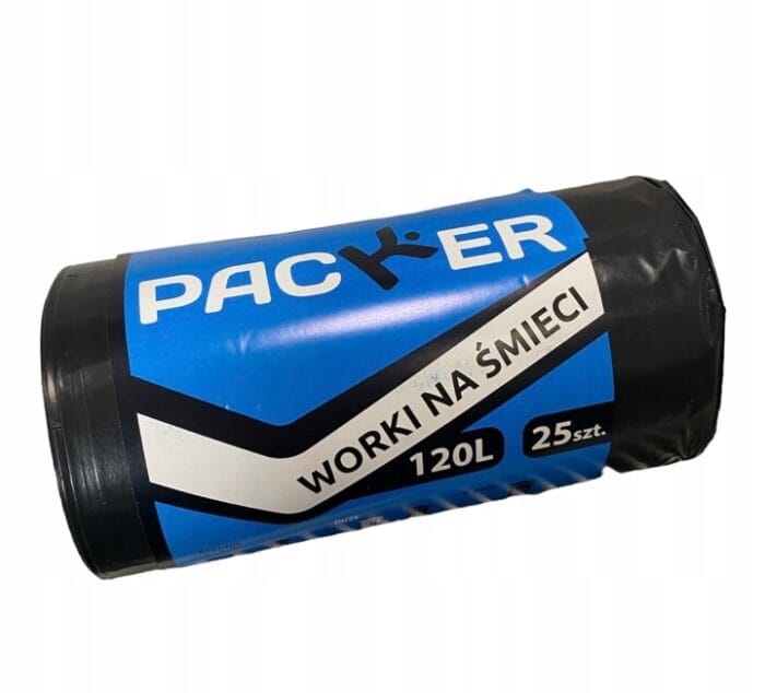 Mocne Worki na Śmieci 120L Czarne LDPE Packer – Grube 23 mikrony (25 szt.)
