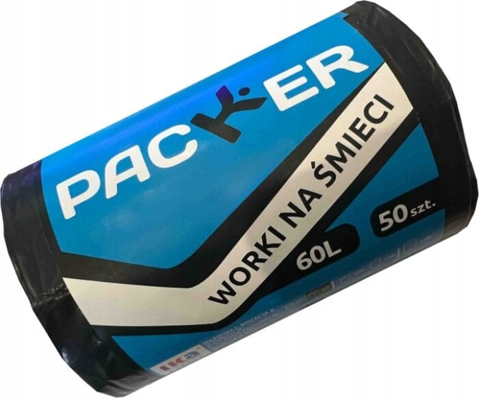 Mocne Worki na Śmieci 60L Czarne LDPE Packer – Grube 20 mikronów (50 szt.)