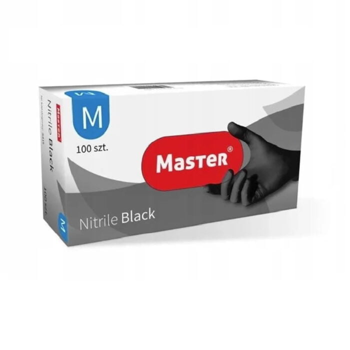 Rękawiczki Nitrylowe Czarne M Master 100 szt.